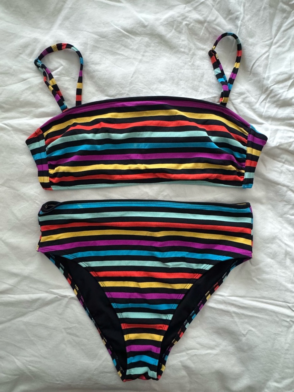 Xhilaration Black Bikini with Teal and Purple Accents